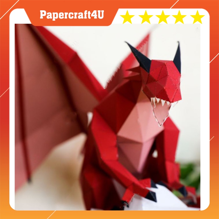 Mô hình giấy 3D Động vật Rồng Polygon Dragon