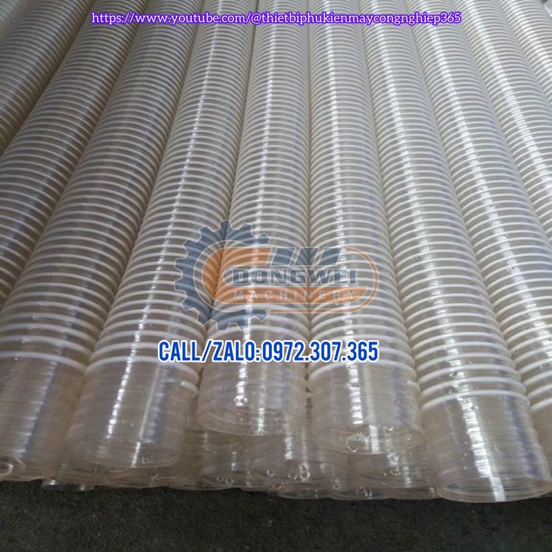Ống hút bụi dạng lò xo nhựa PU, PVC lõi gân nhựa siêu bền, dùng cho máy hút bụi công nghiệp