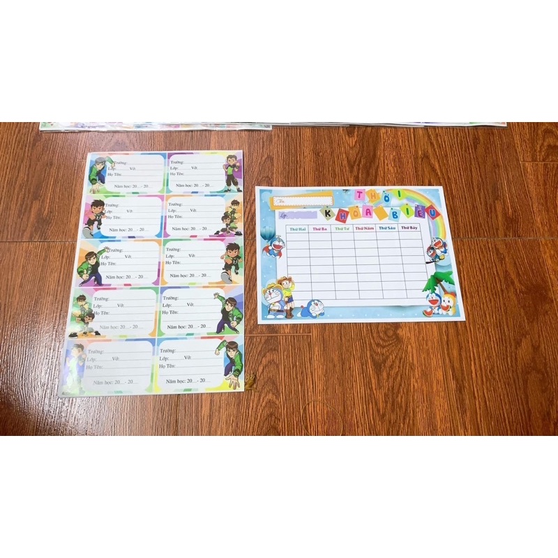 Set 30 nhãn vở tặng thời khoá biểu có keo dính sẵn VPP Linh Đạt