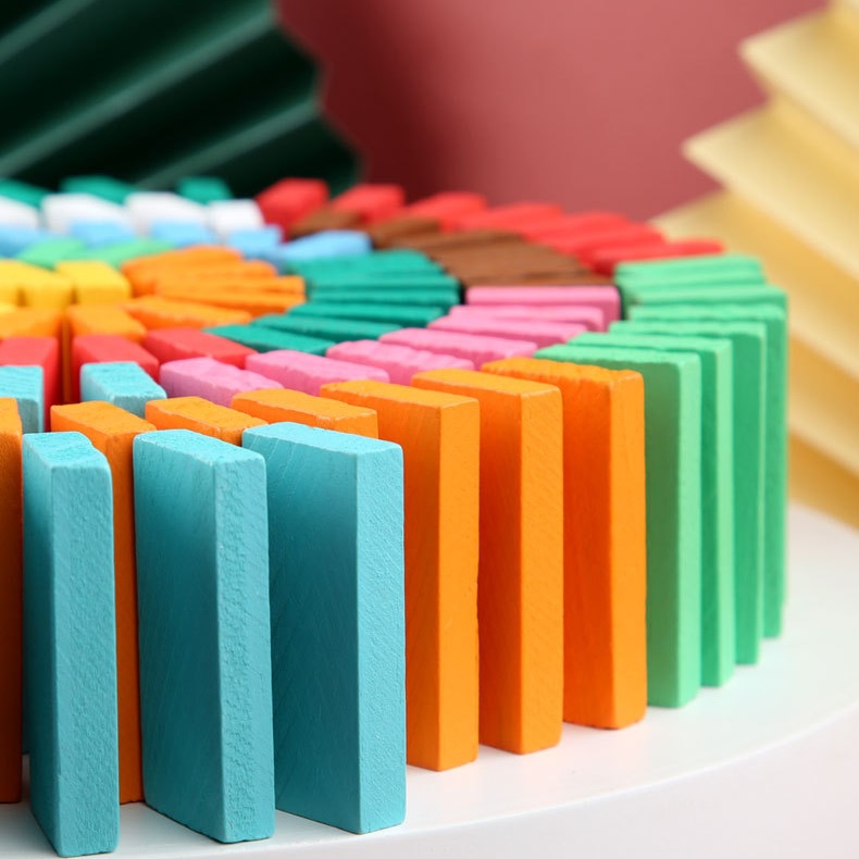 Bộ đồ chơi 100/120 hình khối Domino bằng gỗ cho bé - CTT026