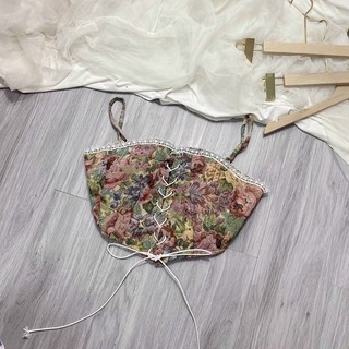 áo corset thổ cẩm phối ren sexy