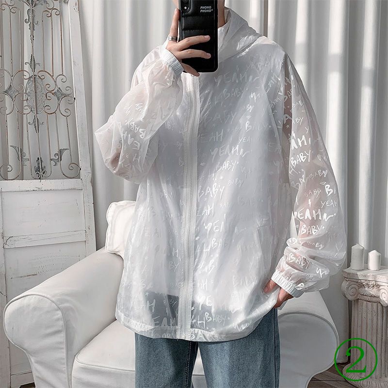 Áo Khoác Thể Thao Chống Nắng Dáng Rộng Vải Lụa Mát Mỏng Trong Suốt Kiểu Đường Phố Hồng Kông Thời Trang Mùa Hè Cho Nam