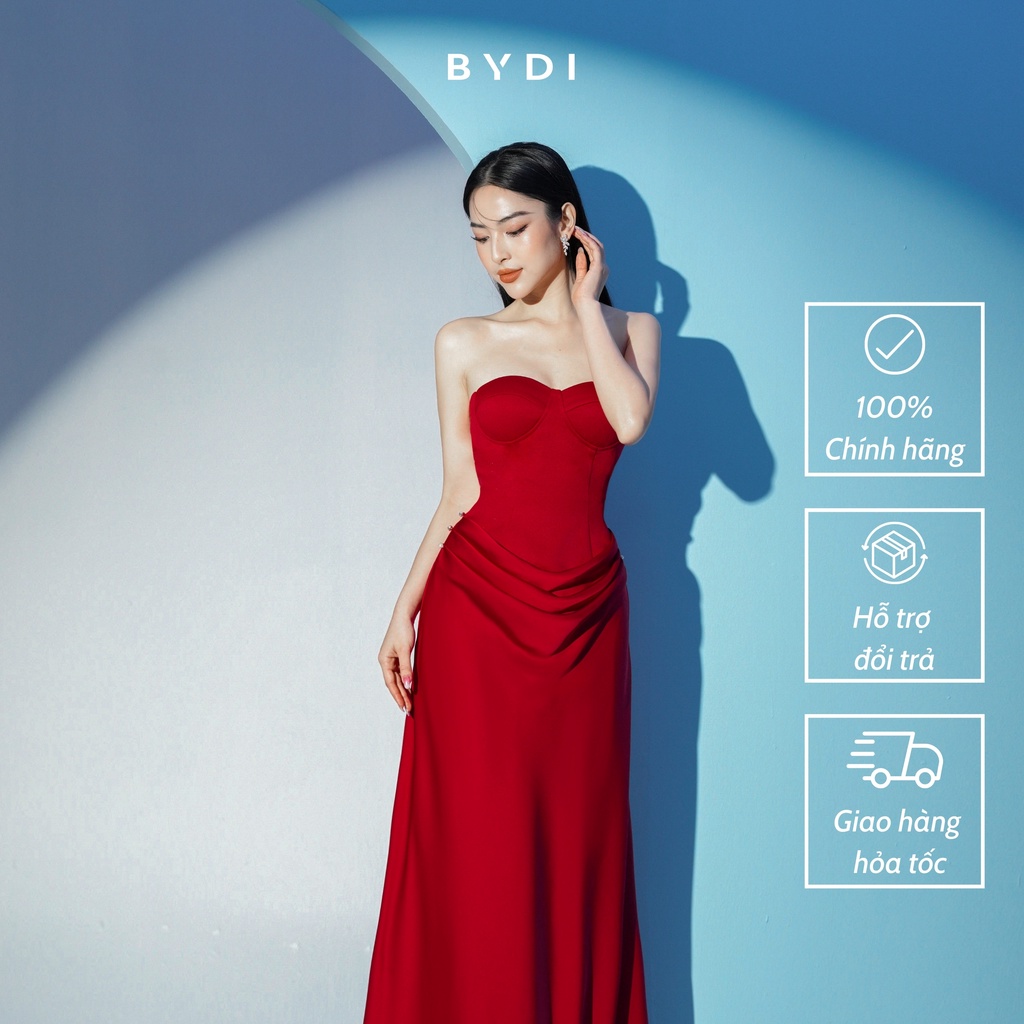 Váy Cúp Ngực Nữ Dạ Hội BYDI Design, Đầm Thiết Kế Cúc Ngọc Nhúng Dáng Dài BYDI Fashion | MIWA DRESS LT014
