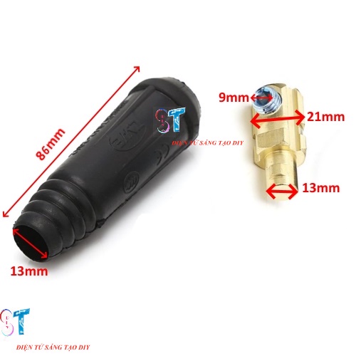 Khớp Nối Hàn DKJ35-50 Đen, Khớp Nối Nhanh Cap Hàn Cell Ra Đầu Que Hàn