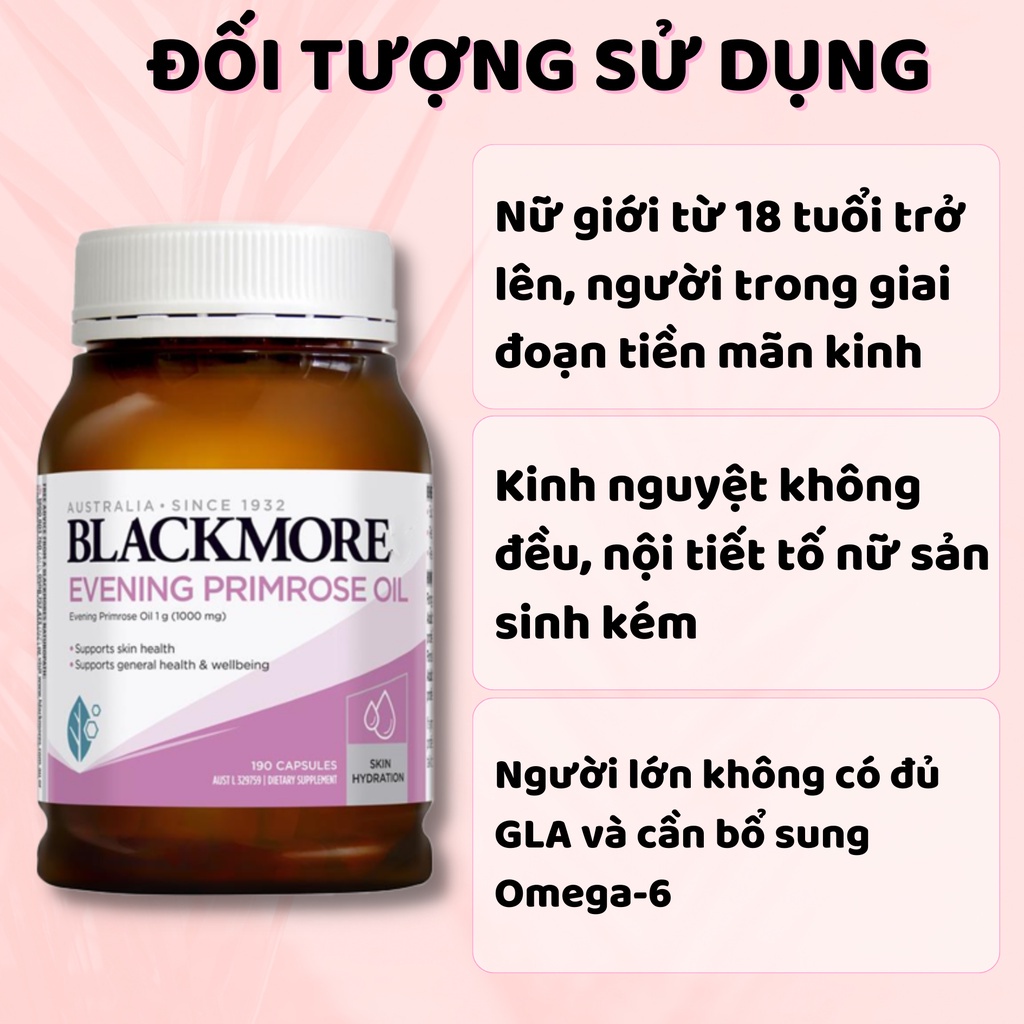 Blackmore Evening Primrose Oil 1000 tinh dầu hoa anh thảo, đẹp da cân bằng nội tiết tố lọ 190v