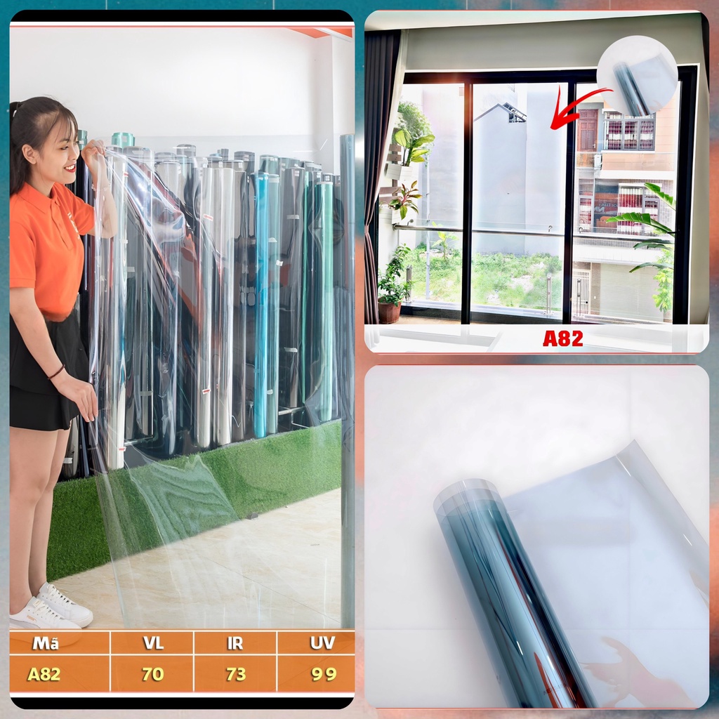 Dòng Phim A82 Hàn Quốc, Cản Nhiệt Hiệu Quả, Lên Kính Gần Như Trong Suốt, Phù Hợp Cho Kính Ít Nắng