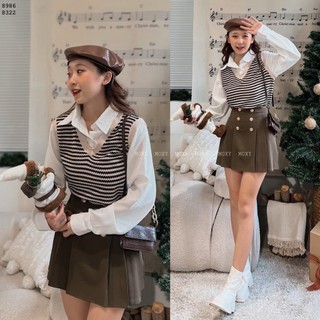 Sp008322-chân váy xếp ly nút