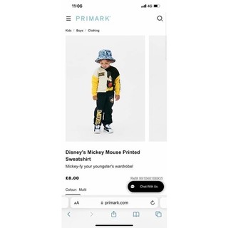 Bộ nỉ Mickey Primark dư xin