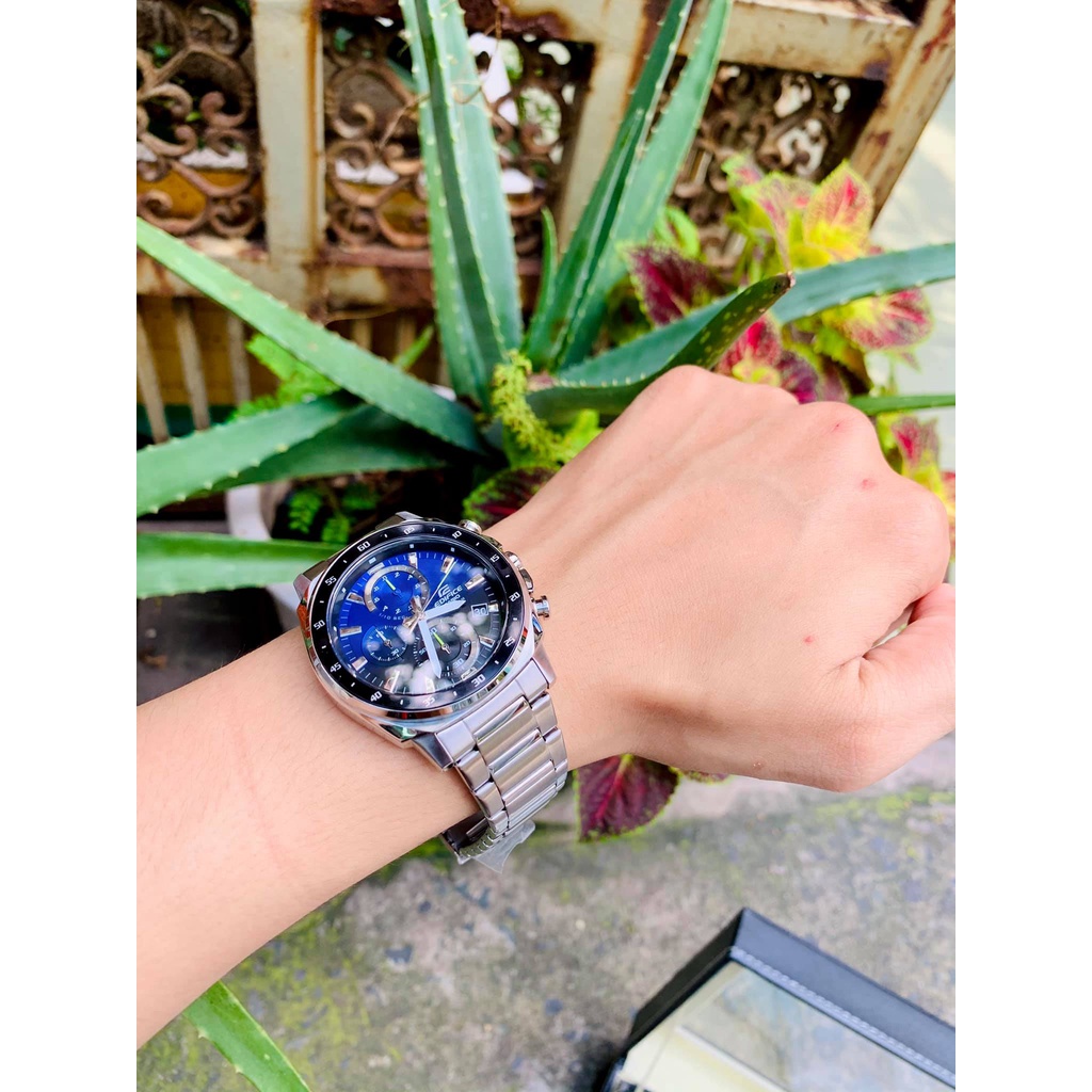 Đồng hồ Nam Casio Edifice EFV 600D-2A Dây thép mặt xanh đen Bảo hành 5 năm Hyma watch