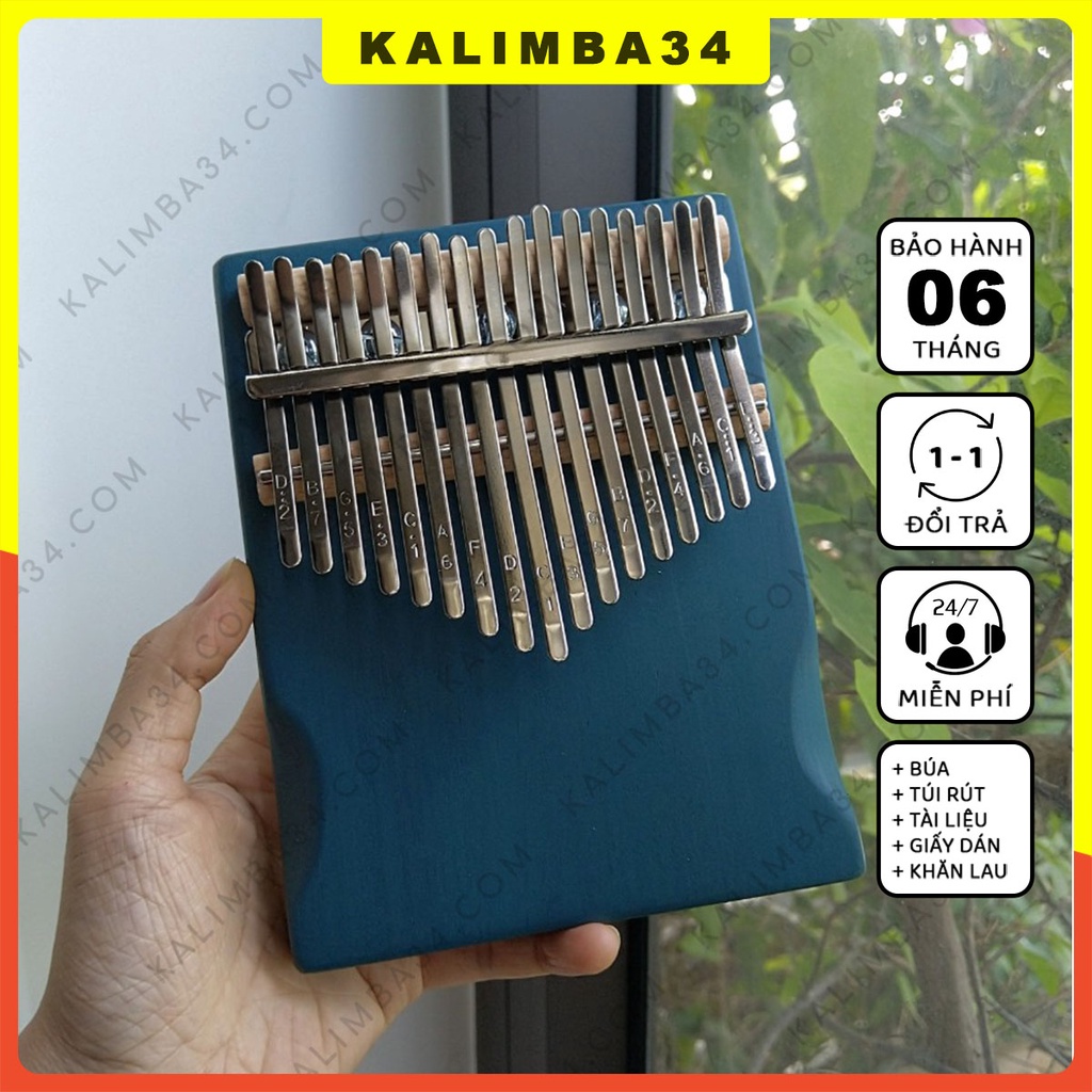 Đàn kalimba 17 phím cơ bản KL34, Kalimba rẻ 21 phím gỗ tấm nguyên khối, Piano ngón tay cái, đồ chơi cho bé hấp dẫn