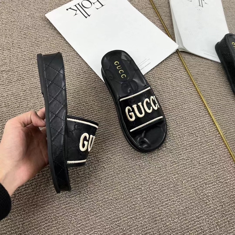 Dép bánh mỳ Guc.ci trần chỉ siêu êm fullbox sẵn 3 màu