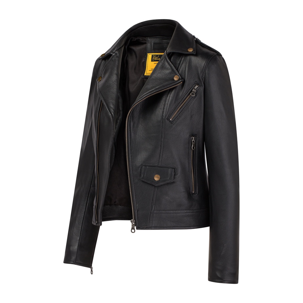 Áo Da Nữ FTT Leather Biker Jacket Da Dê Cúc Khoá Đồng Cao Cấp, Trẻ Trung, Bảo Hành Da Thật 100%