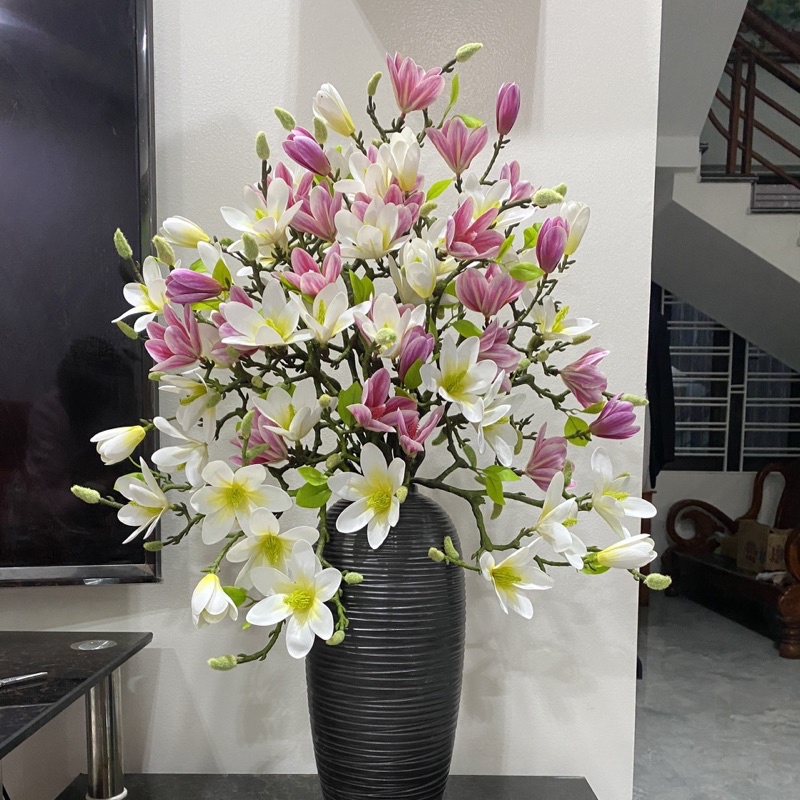 Cành hoa ngọc lan giả 5 bông trang trí decor nhà cửa, phụ kiện chụp ảnh
