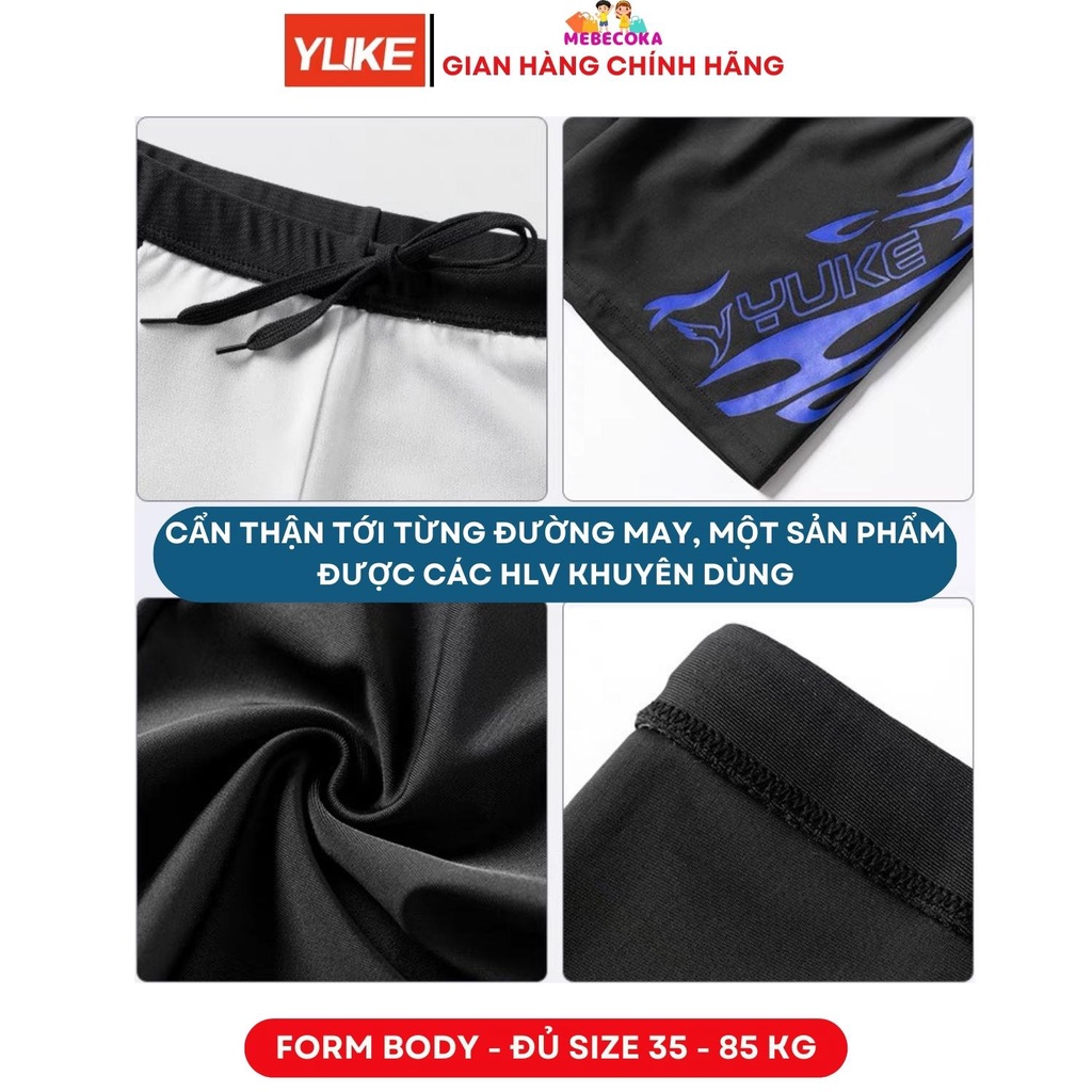 Quần Bơi Nam YUKE ngắn co giãn 4 Chiều kèm MŨ BƠI Cao Cấp, Quần bơi nam nhanh khô thoáng khí MEBECOKA