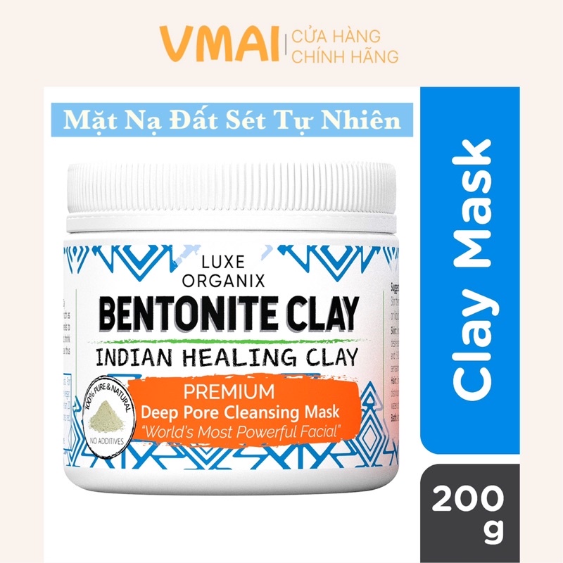 Mặt Nạ Đất Sét Cao Cấp Luxe Organix Bentonite 200g ( dùng cho Da và Tóc )