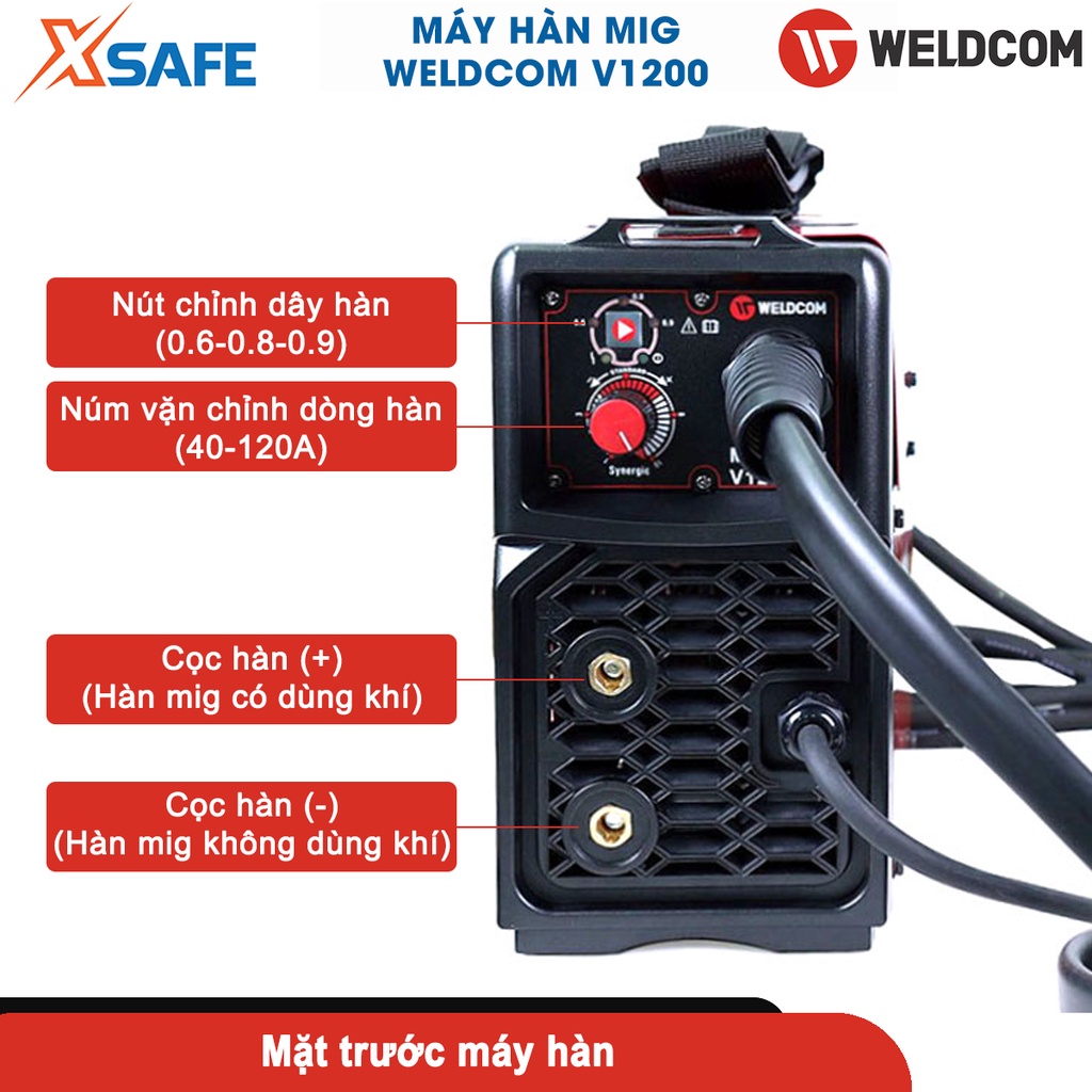 Máy hàn mig mini Weldcom V1200 dòng hàn 40-120A, ngấu sâu, hàn nhanh gấp 2 lần, bán tự động, dễ sử dụng hàn gia đình