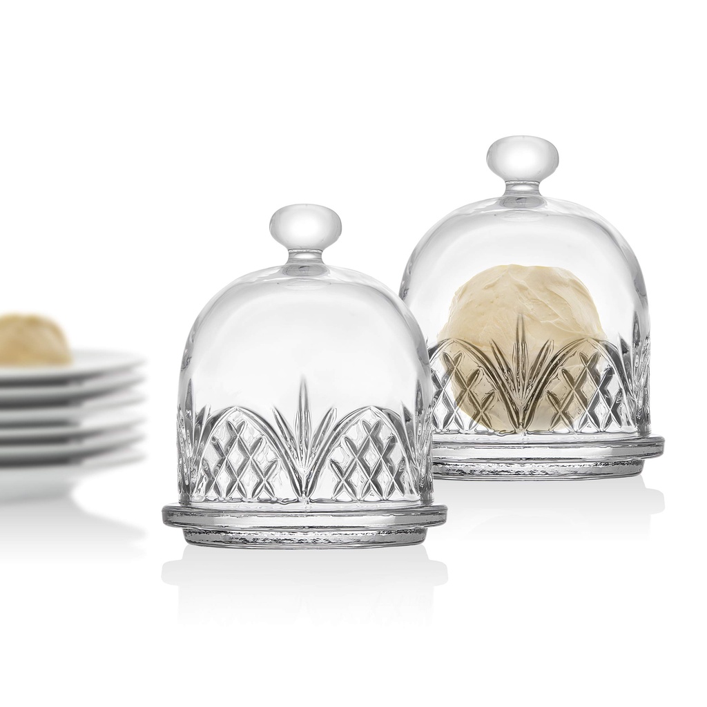 Set 2 dome pha lê đựng bơ