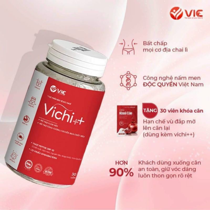 (Chính Hãng 100%) 30 Viên Giảm Cân Vichi++ Tặng kèm 1 hộp Khóa Cân Thảo Dược