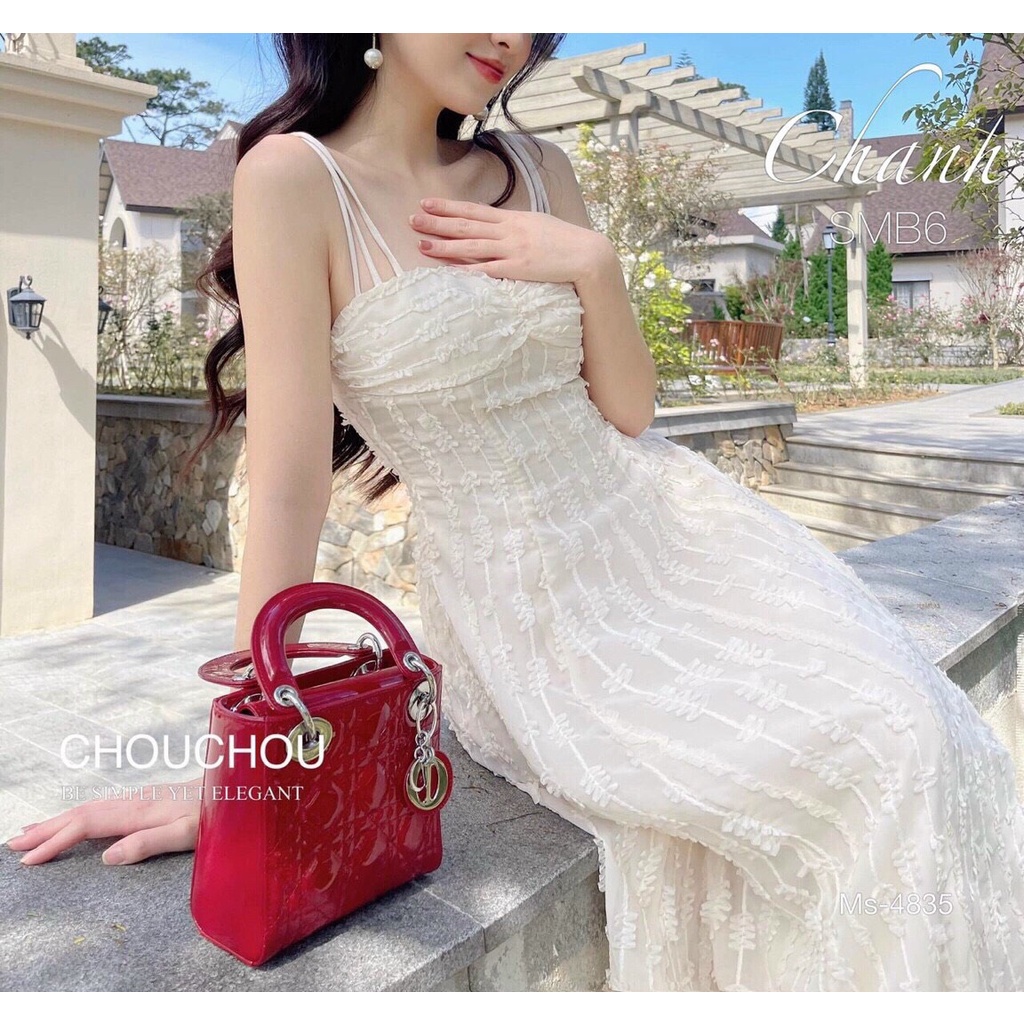 Đầm maxi đi biển thiết kế hai dây xoắn ngực chất liệu ren, váy thiết kế dự tiệc Serein Original