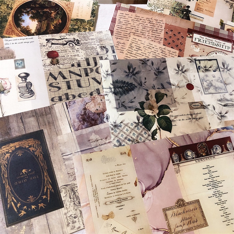 Set 50 tờ giấy Vintage trang trí album ảnh