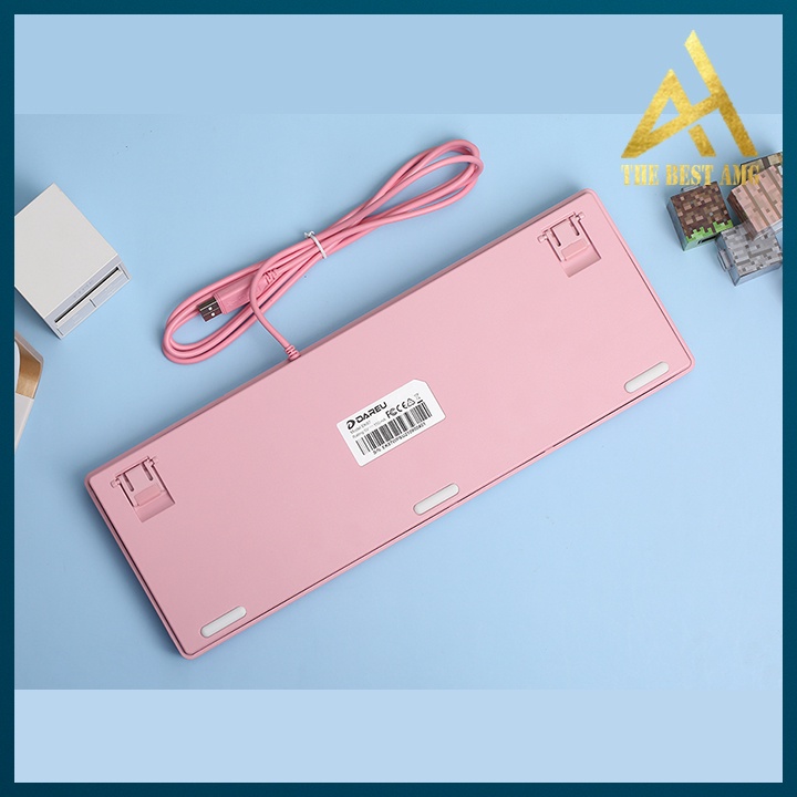 Bàn Phím Cơ Máy Tính Gaming Mini 87 Phím Led RGB Có Dây Dareu EK87 Màu Hồng - Bàn Phím Chơi Game Vi Tính