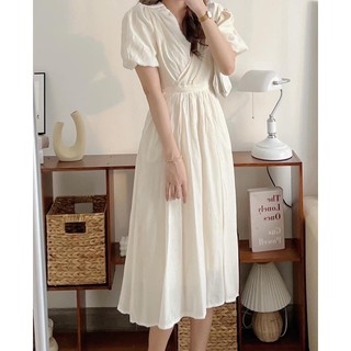 Đầm midi cổ V (ảnh thật/ có sẵn)