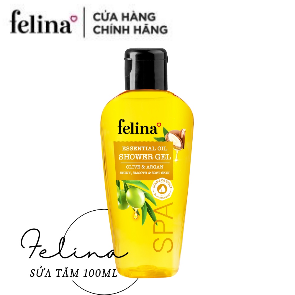 Sữa Tắm Dưỡng Thể Dạng Gel Felina Home Spa 100ml tinh dầu Oliu & Argan dưỡng ẩm giúp da mềm mịn gấp 2 lần