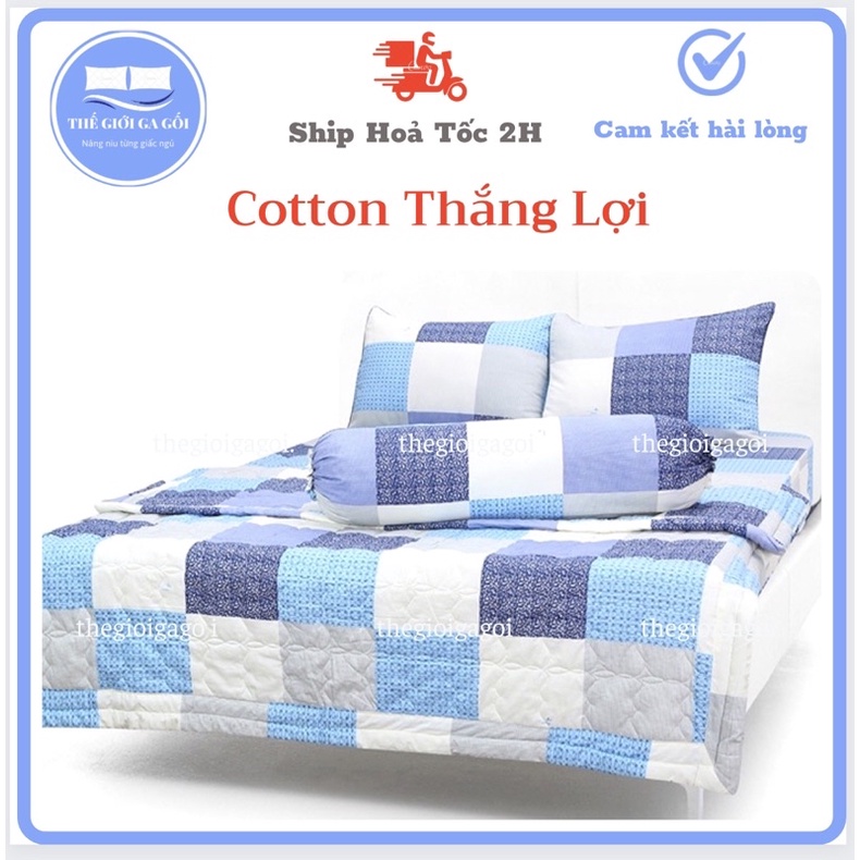 Bộ Drap +Mền {5 món }Cotton 100% Thắng Lợi chính hãng IN LOGO THẮNG LỢI