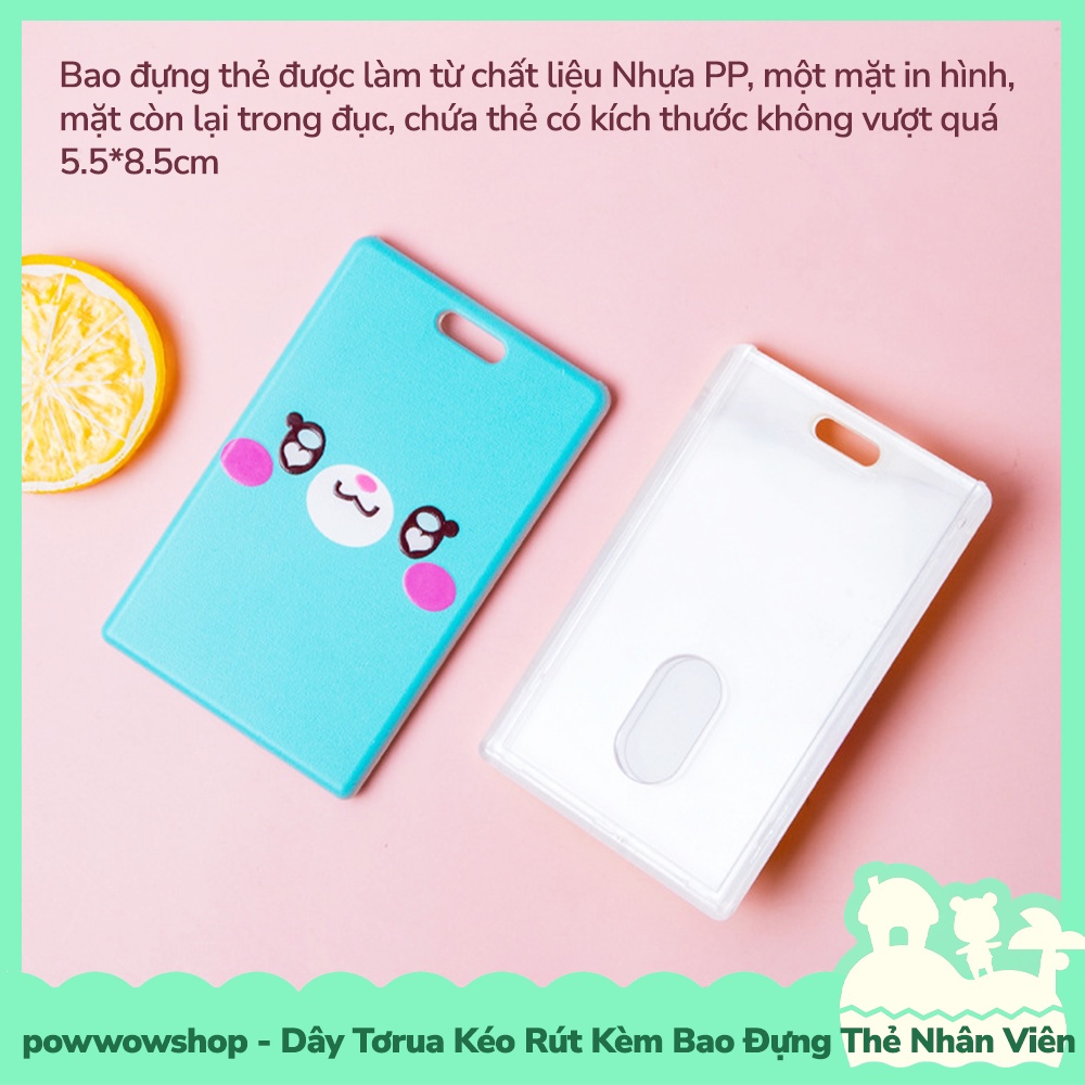 [Sẵn VN - Hỏa Tốc] Dây Tơrua Kéo Rút Kèm Bao Đựng Thẻ Nhân Viên Nhựa PP Phong Cách So Cute Face Đáng Yêu