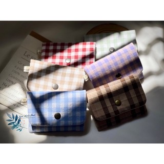 Ví vải 2 ngăn hoạ tiết ca rô tông pastel (100% handmade)