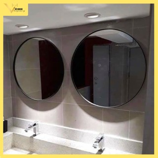Gương tròn viền đen đường kính 60cm sơn tĩnh điện treo tường , gương treo tường nhà tắm