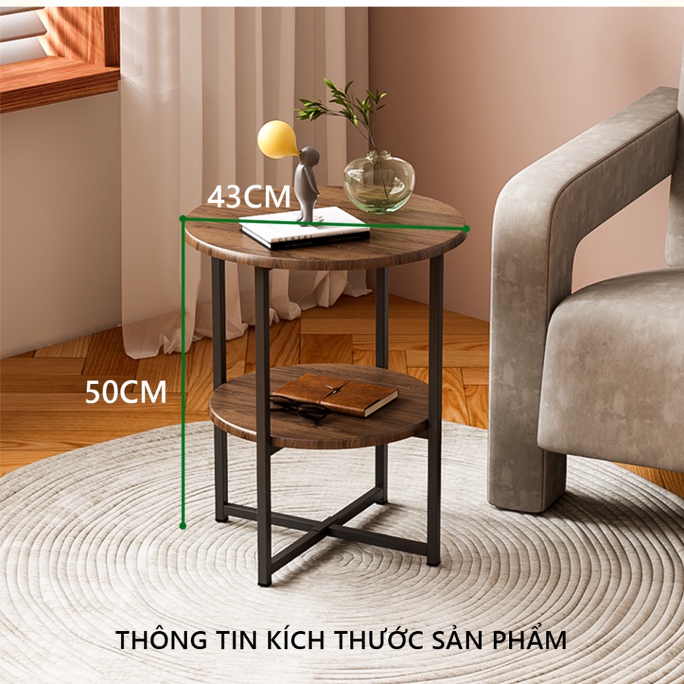 Bàn trà 2 tầng chân sắt bắt chéo - GM84