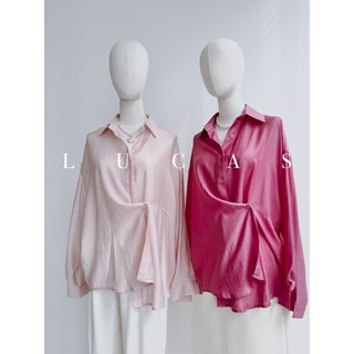 Áo sơ mi cổ đức tay dài dáng basic