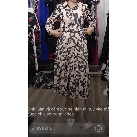 Đầm Ted in hoạ tiết siêu sang kèm đai eo