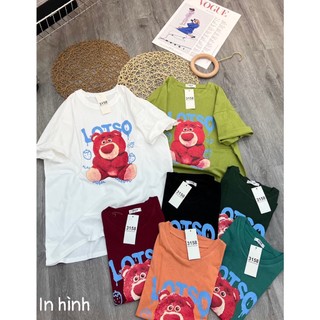Áo thun cotton khô 3158 loại 1 gấu hồng