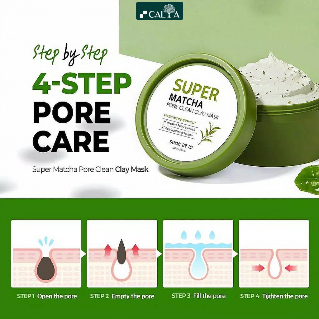 Mặt Nạ Đất Set Some By Mi Trà Xanh Làm Sạch Sâu, Ngăn Ngừa Mụn - Some By Mi Super Matcha Pore Clean Clay Mask 100g