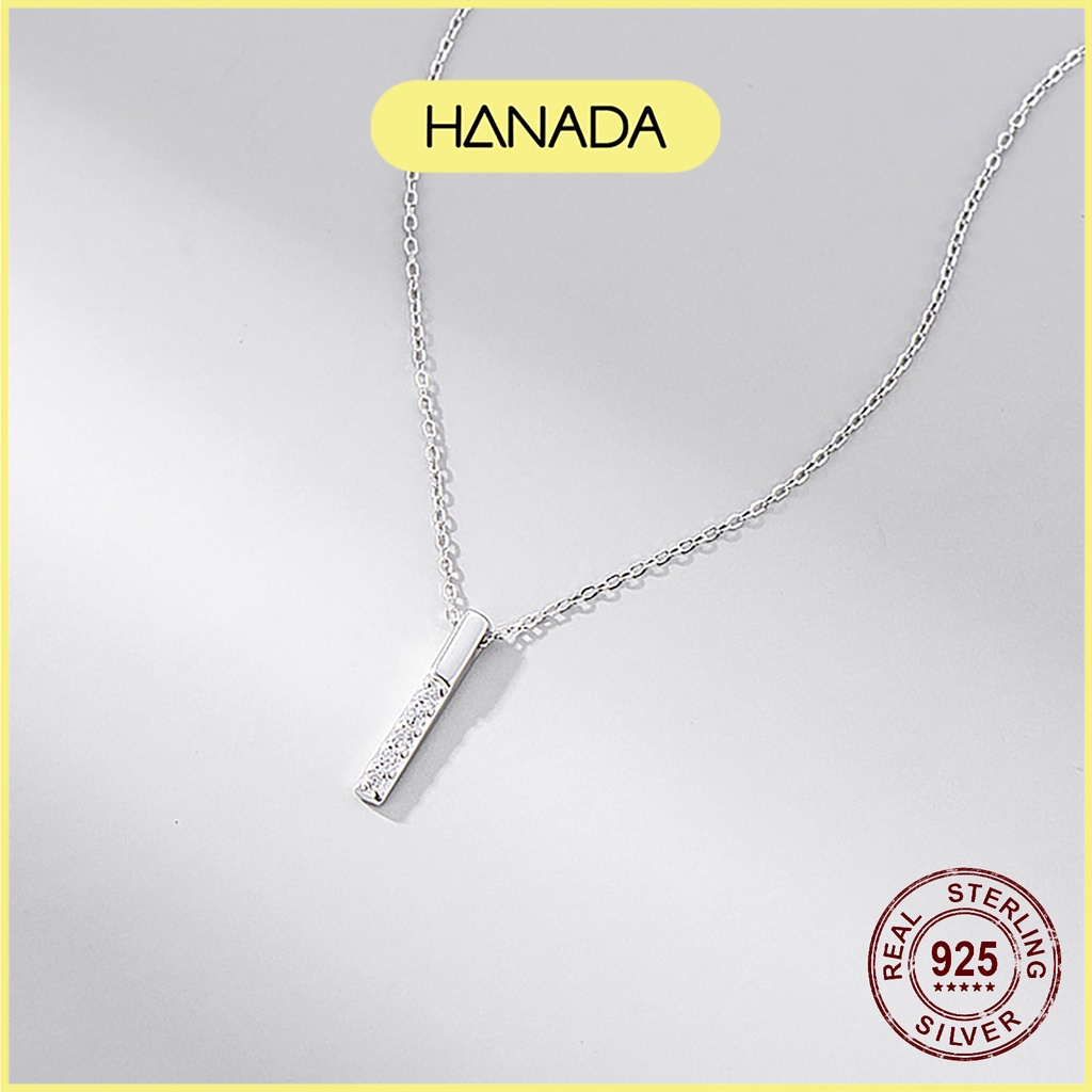 Dây Chuyền Bạc 925 Hanada Vòng Cổ Thanh Dọc Đính Đá 1007 H7