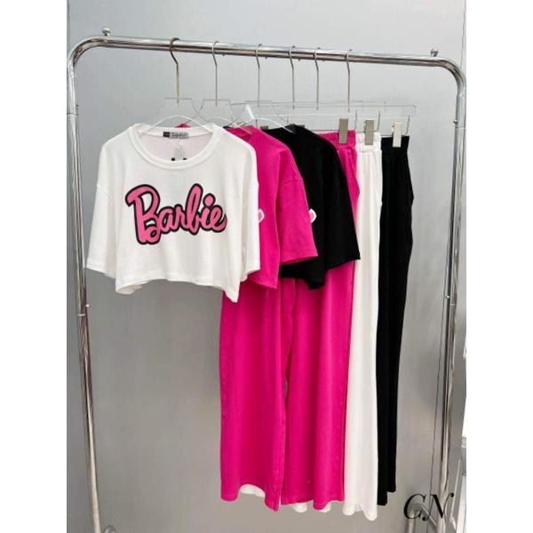 Sét áo phông barbie croptop + quần suông