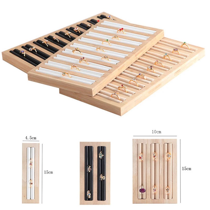 Hộp trưng bày trang sức Khay tổ chức bông tai Hộp trưng bày cho phụ nữ Quà tặng Bông tai hình vuông bằng gỗ tự nhiên Khay đựng nhẫn Khay lưu trữ trang sức Cửa hàng triển lãm Quầy trưng bày Đạo cụ