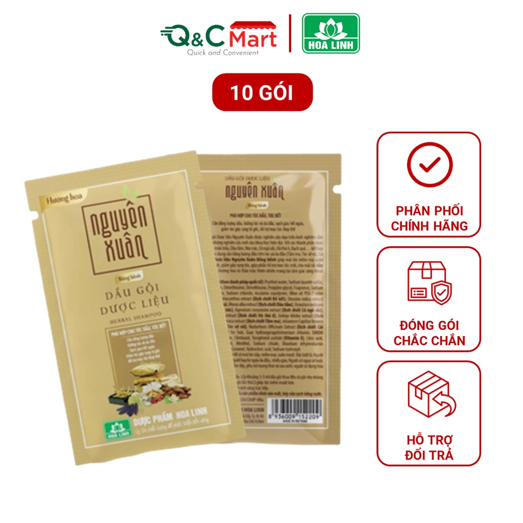 Dầu gội thảo mộc dành cho da dầu dạng dây 10 gói - Nguyên Xuân Bồng bềnh Hương hoa NX3-03 - Q&C Mart