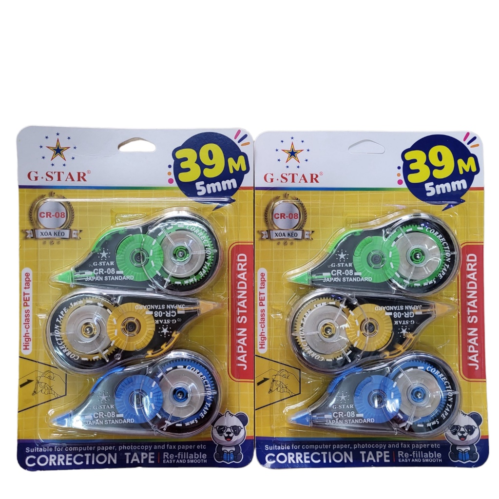 Vỉ 3 bút Xoá Kéo, xóa băng Gstar Cr08 Cao Cấp