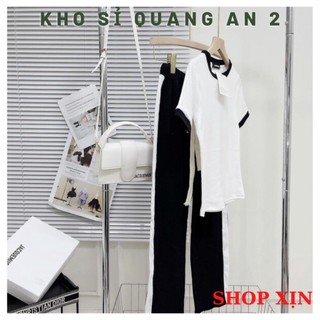(ảnh thật) Sét Áo Thun Body Phối Viền Và Quần Suông Sọc Cao Cấp MPB