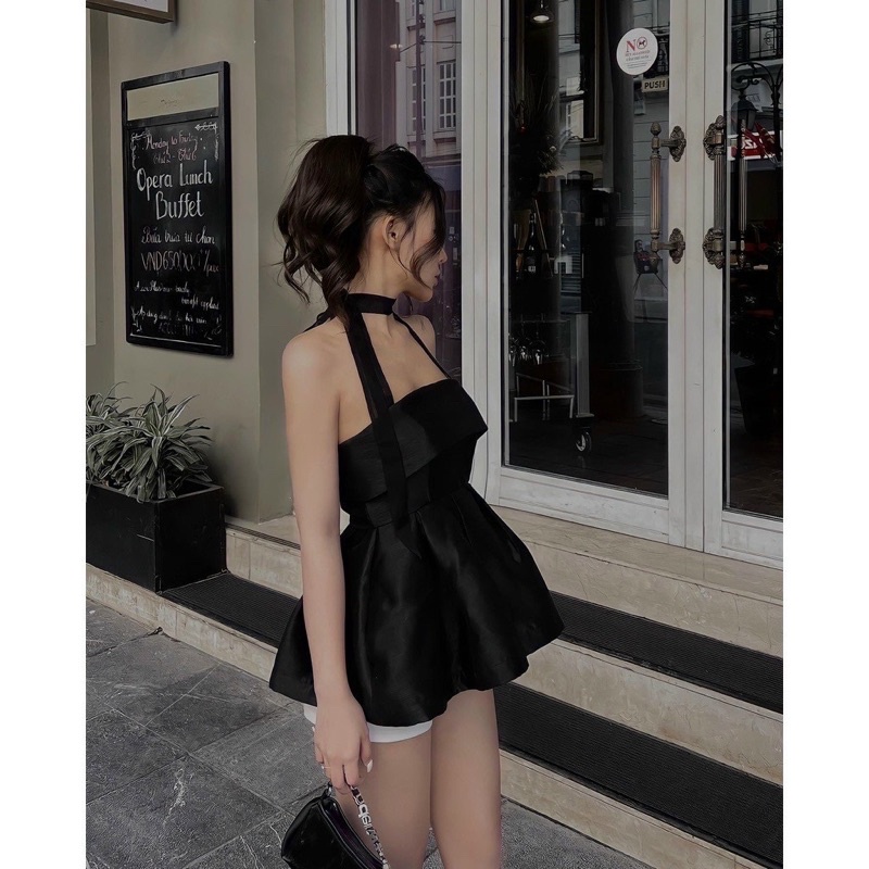 Set Bộ Áo Cúp Xoè Dây Nơ Mềm Kèm Quần Short Tapta