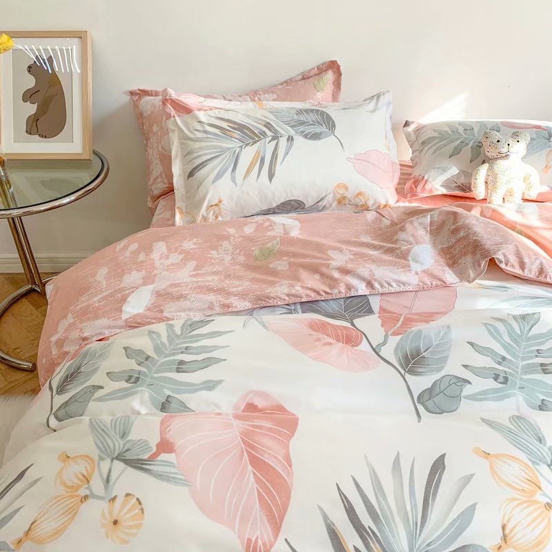 Set vỏ chăn ga gối poly. mẫu lá