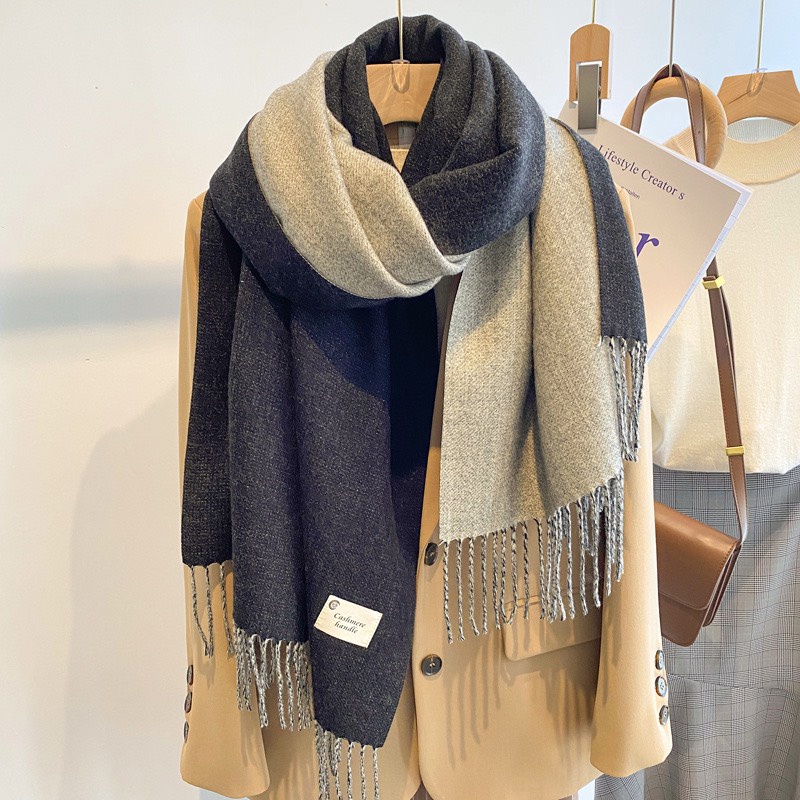 KHĂN CHOÀNG LEN MÙA ĐÔNG TRƠN MÀU HAI MẶT TUA RUA