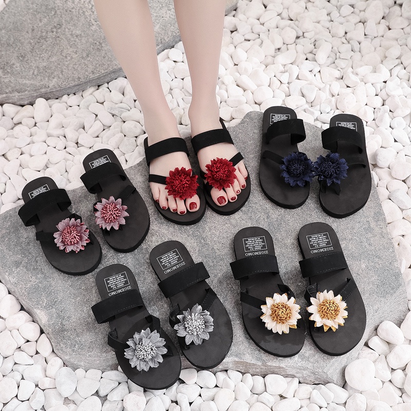 Dép Xỏ Ngón Đính Hoa Phong Cách Bohemian Cho Nữ