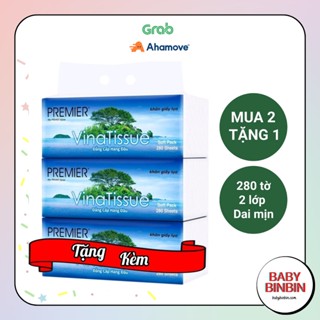 Khăn giấy rút lụa Premier Vinatissue 280 tờ 2 lớp dai mịn bột giấy nguyên chất
