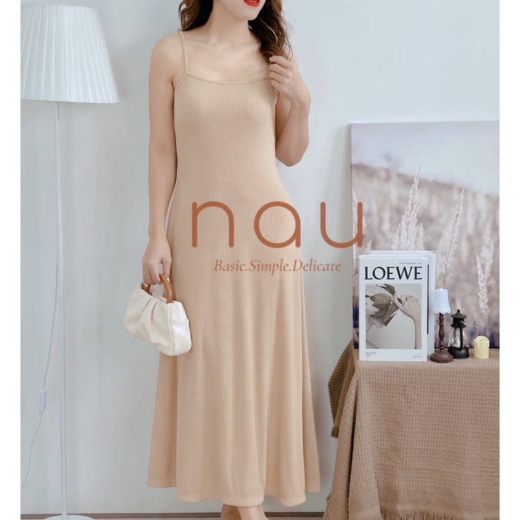 Đầm hai dây dáng dài thun tăm mùa hè