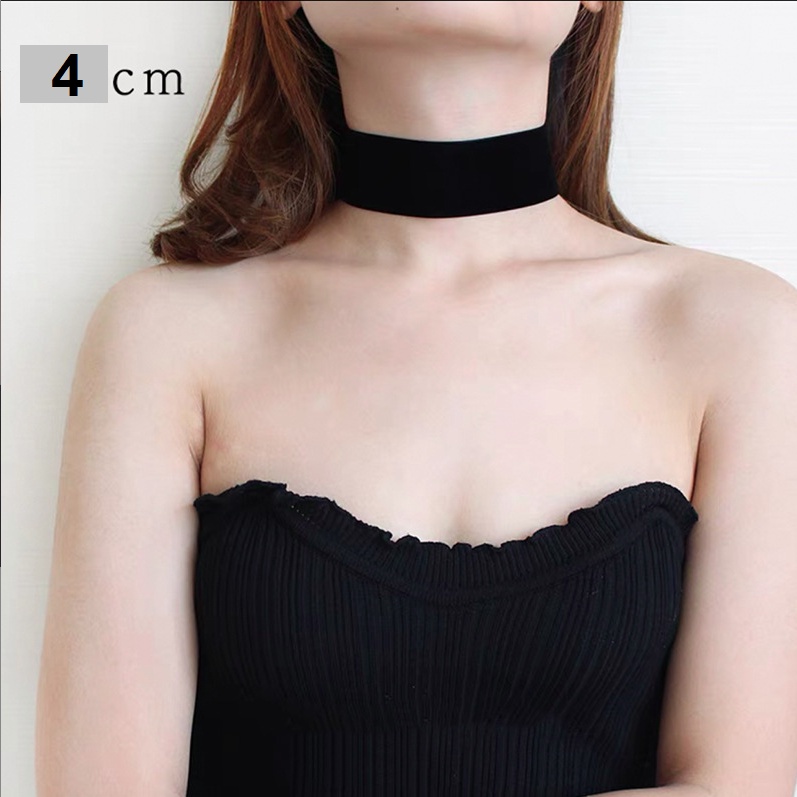 Dây chuyền nữ vòng cổ choker vải nhung mềm màu đen nhiều size phong cách Hàn Quốc cao cấp
