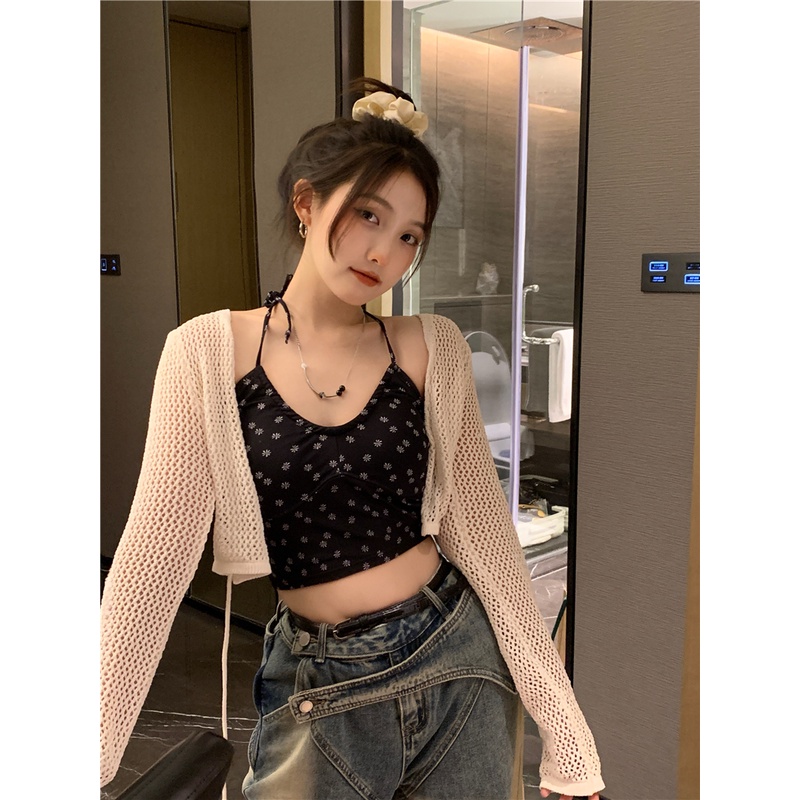 Porozi  Bộ Áo cardigan Hai Mảnh Ngắn Mỏng Phong Cách Mùa Hè (Mua separately)